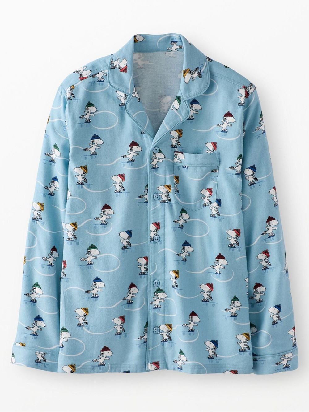 Hanna Andersson Adult Holliday Blue Snoopy Ice Skate Pajama Set Size XL